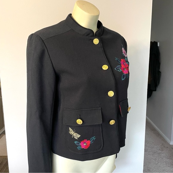 A New Day NWT Jacket Coat Black w/Embroidered Roses Sz. 4 - Picture 2 of 11